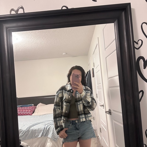 Zara Checkered Jacket - Blue, Brown, and White - Picture 2 of 2